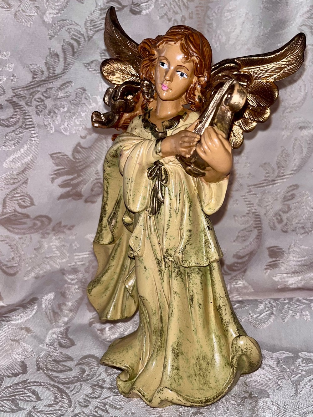 Vintage Italian Euromarchi Angel Figurine 5628 Christmas Nativity Harp Decor 8"